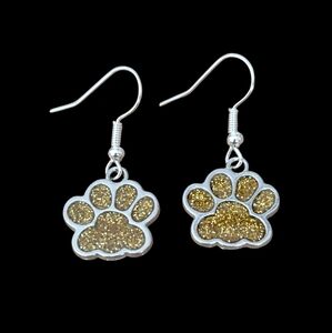 Sparkly Gold Paw print Earrings